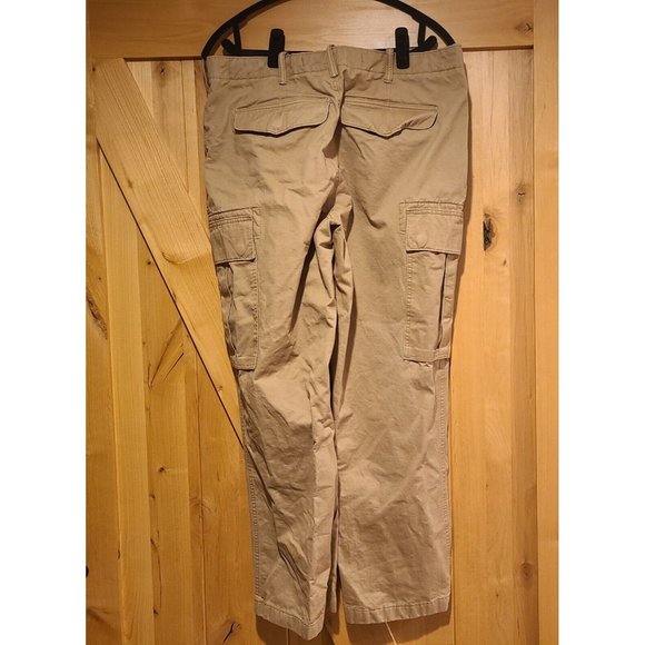 Lands' End Straight Leg Cargo Pants Men's 36Wx29L Khaki Tan Cotton - Picture 2 of 12